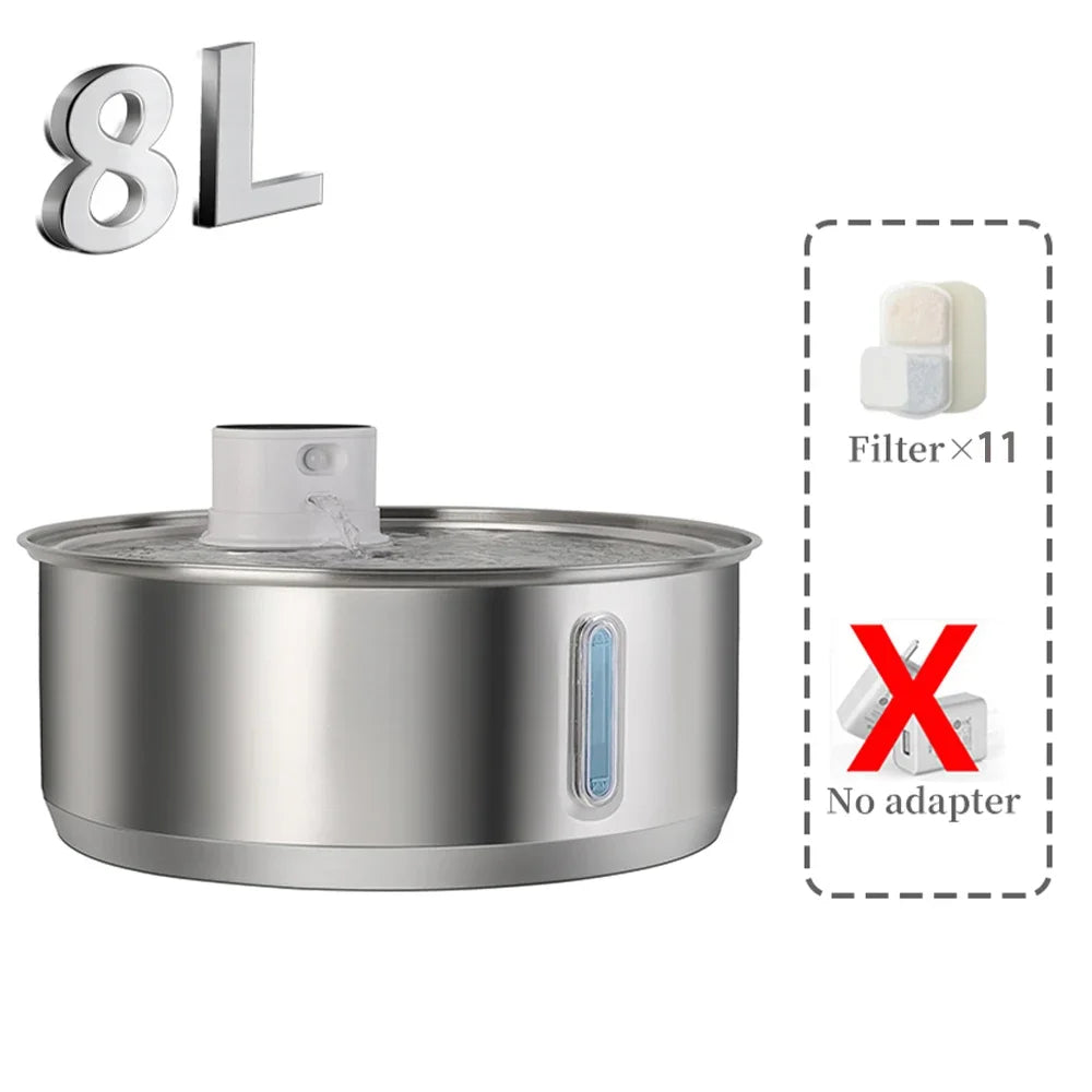 8L Wireless Stainless Steel Dog/Cat Water Fountain