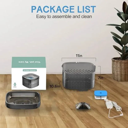 9L Large Dog Water Fountain Package List