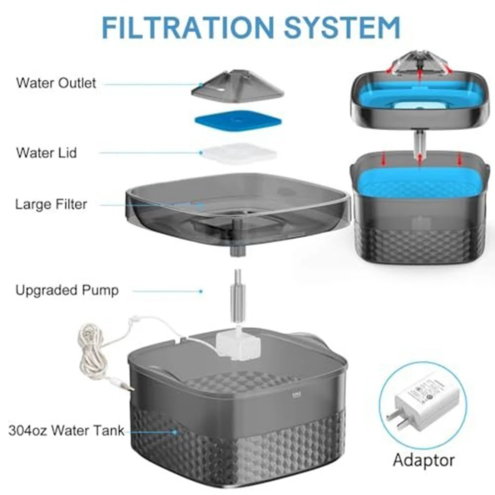 9L Large Dog Water Fountain